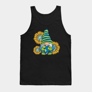 Sunflower Gnome With Heart Earth Day Tank Top